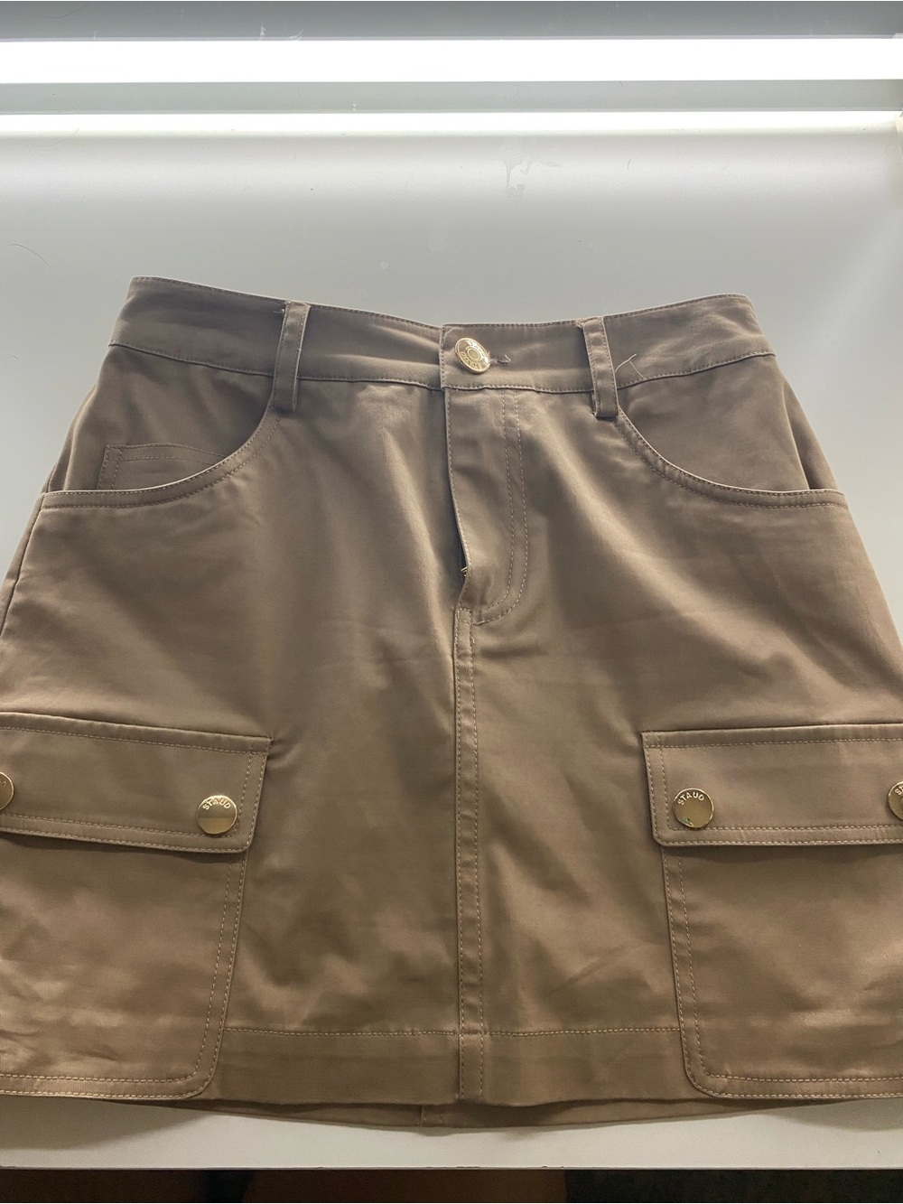 STAUD Women's Khaki Cargo Pocket Skirt - Classic Utility Style